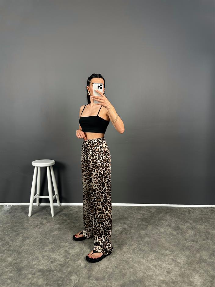 Genza Leoparlı Beli Lastikli Pantolon 