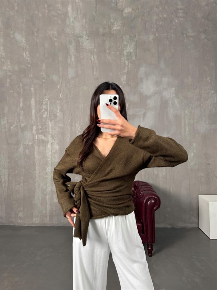 Zebby Kahve Yandan Bağlamalı Hırka