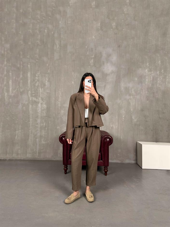 Kahve Astarlı Ceket Pantolon Takım Gaus00069