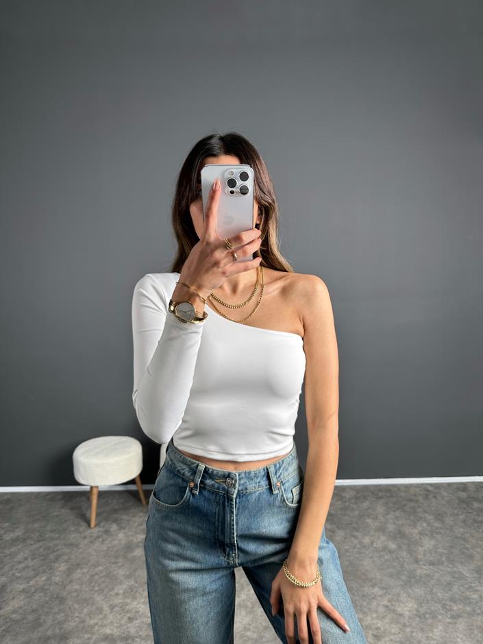 Beyaz Tek Kol Basic Crop