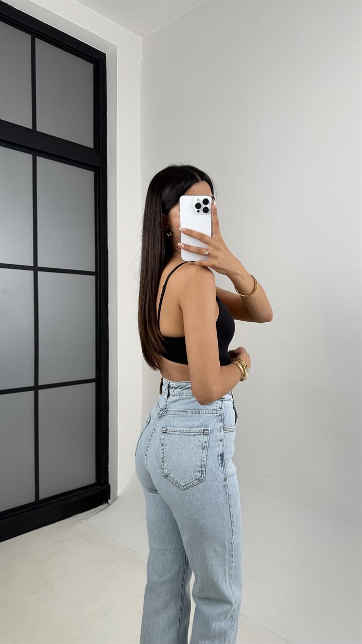 Mavi Yıkamalı Kesik Paça Denim Pantolon Gaus00604