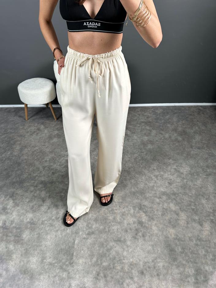 Andy Ekru Tensel Beli Lastikli Pantolon 