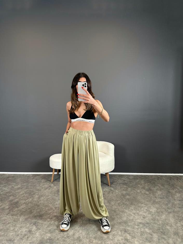 Leny Yeşil Modal Şalvar Pantolon 