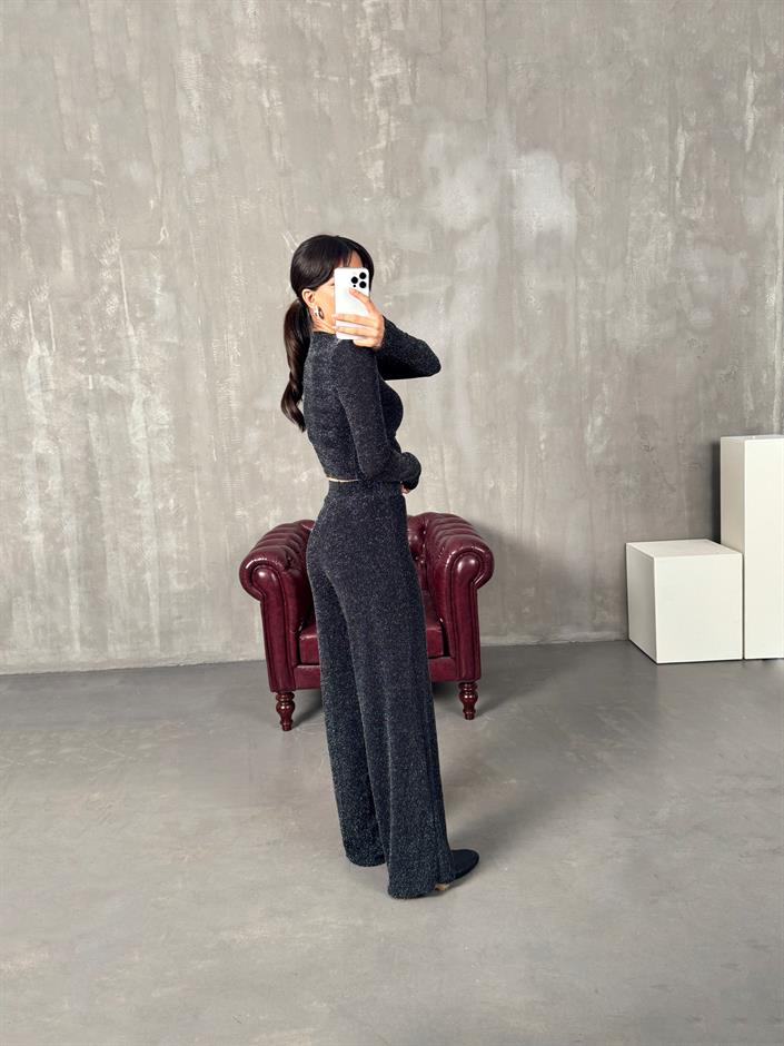 Lara Siyah Simli Pantolon