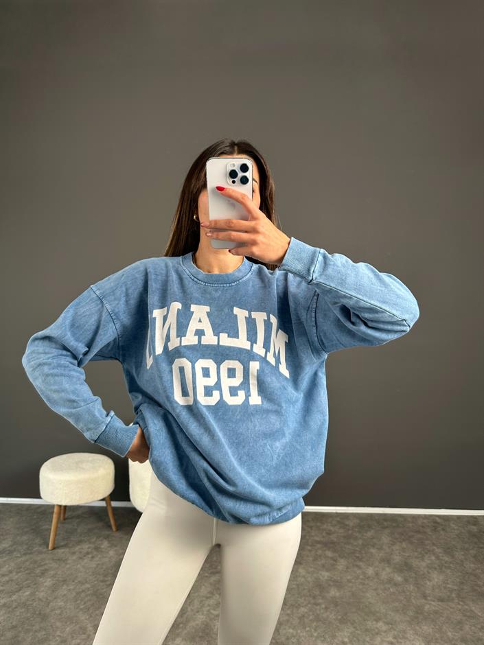 Milano Blue Tumbled Sweatshirt