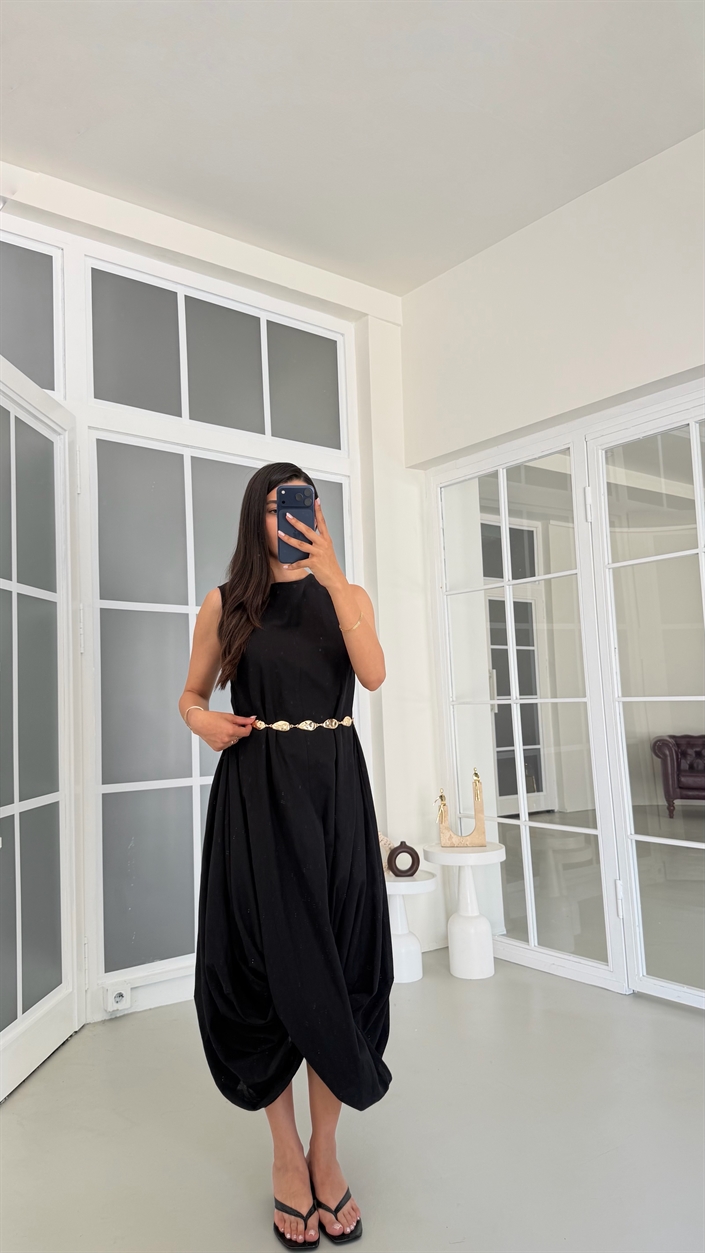 Siyah Muadil Astarlı Balon Elbise GAUS-01805
