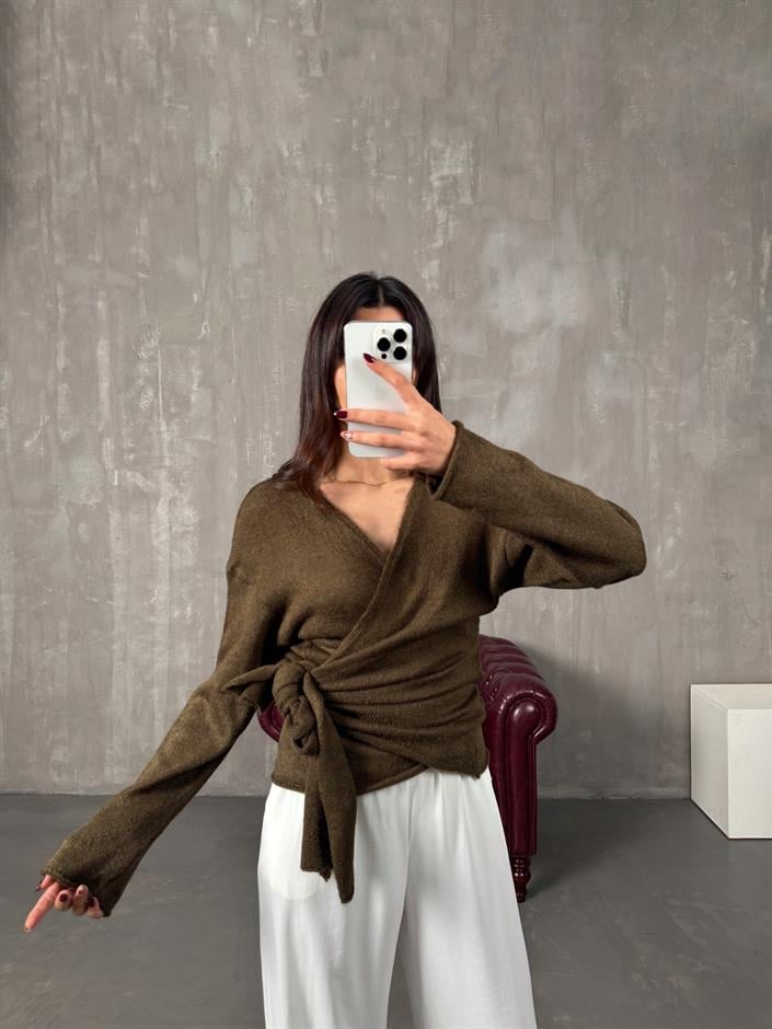 Zebby Kahve Yandan Bağlamalı Hırka