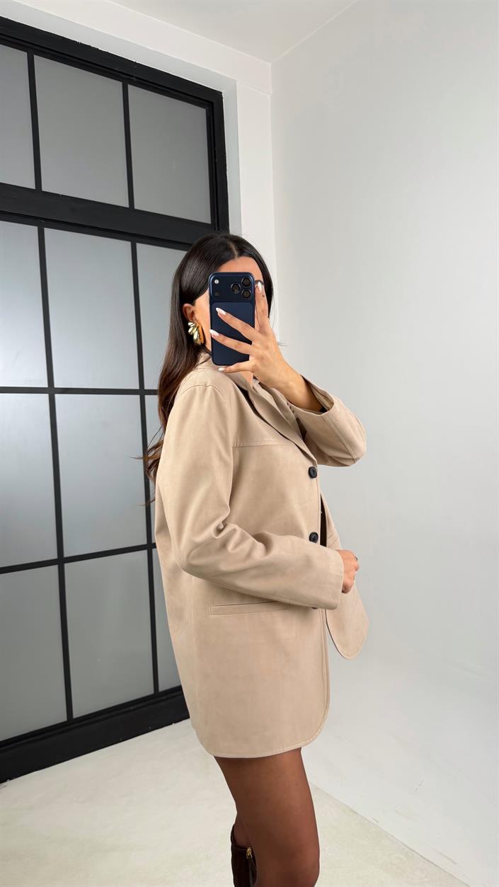 Vizon Astarlı Blazer Süet Ceket GAUS-00605