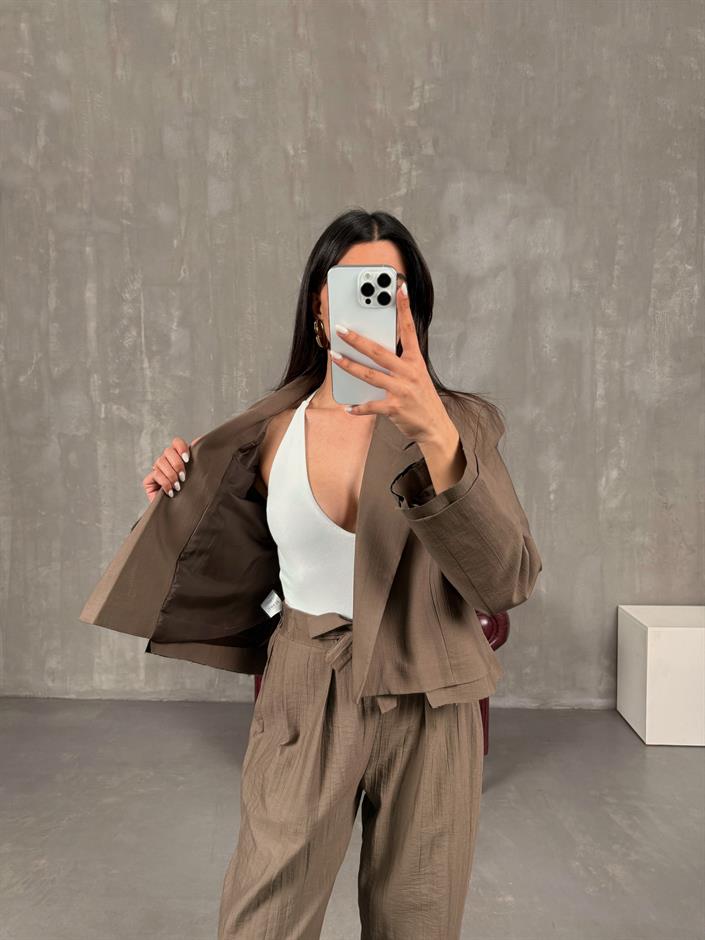 Kahve Astarlı Ceket Pantolon Takım Gaus00069