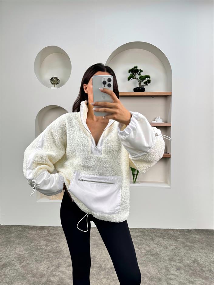 Wons Krem Peluş Sweatshirt