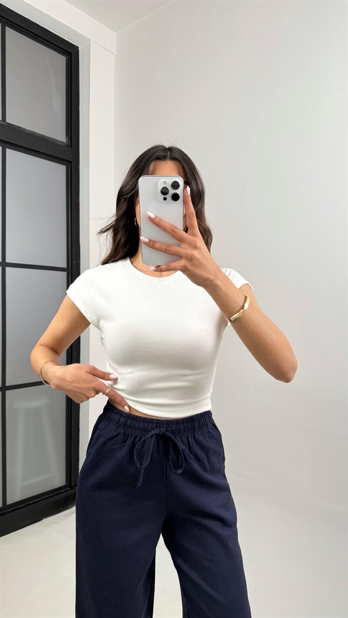 Beyaz Basic Kısa Kol Tshirt Gaus00345
