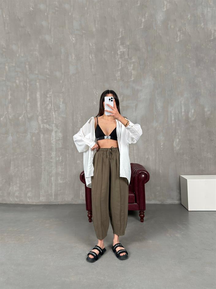 Orfi Koyu Vizon Çımalı Tensel Şalvar Pantolon