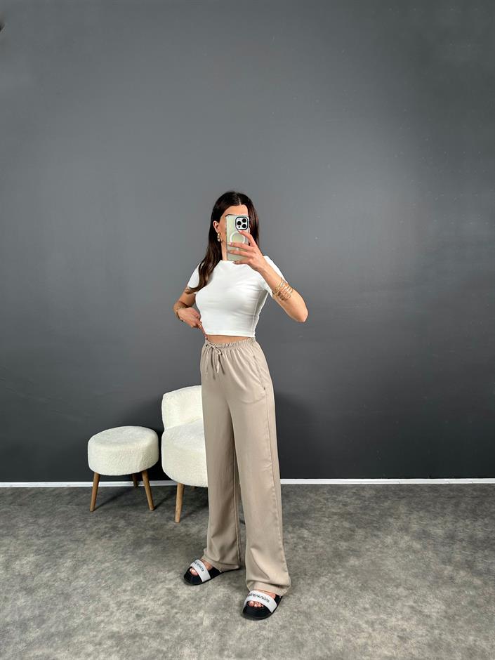 Nia Vizon Keten Beli Lastikli Pantolon