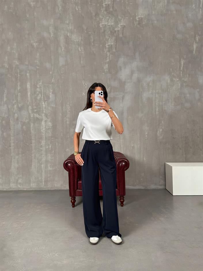 Lones Lacivert Kemer Detaylı Pantolon