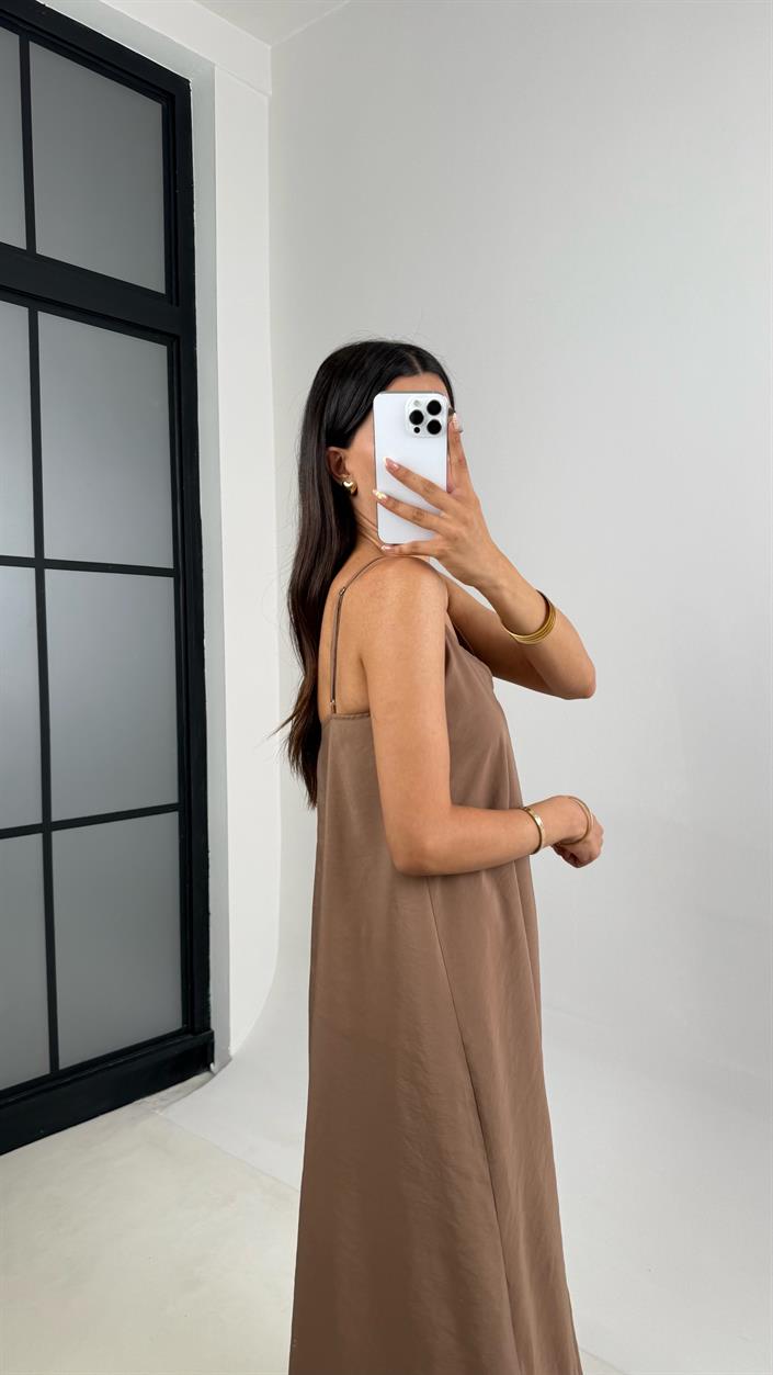 Vizon  Ayarlanabilir Askılı Astarlı Tencel Elbise Gaus00690