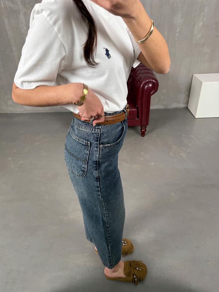 Ceremi Koyu Mavi Mom Jean