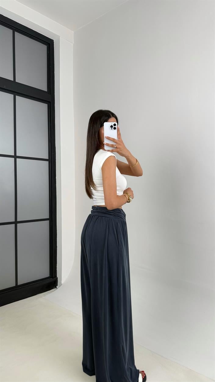 Antrasit Beli Çapraz Lastikli Bol Paça Oys Muadil Pantolon Gaus00607