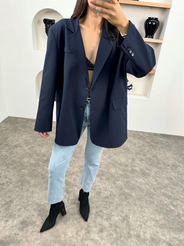 Pecho Lacivert Astarlı Blazer Ceket