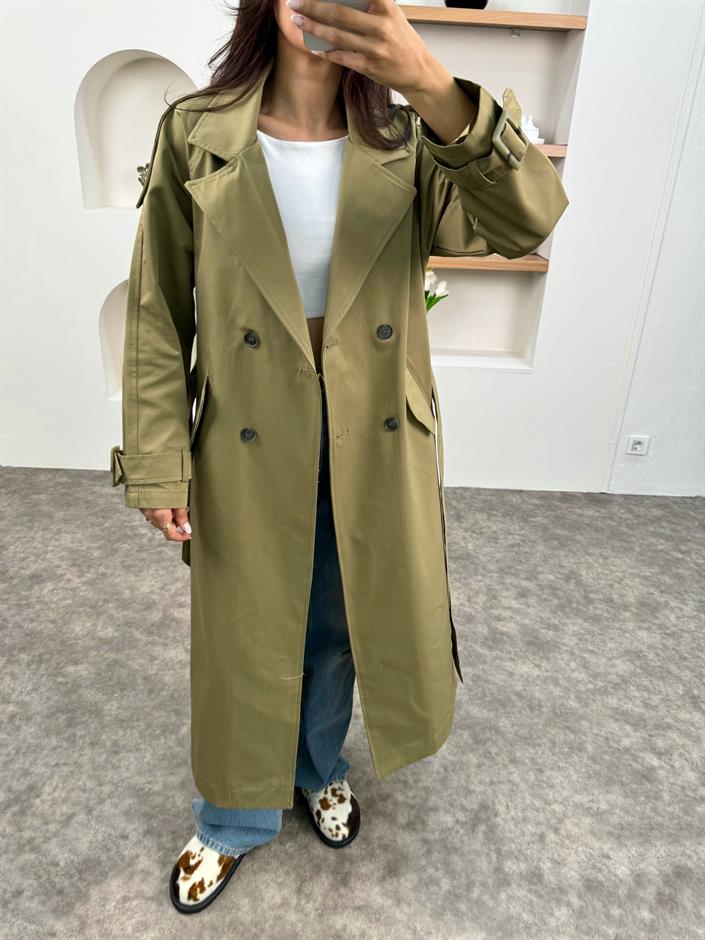 Zaria Haki Kemerli Astarsız Trençkot
