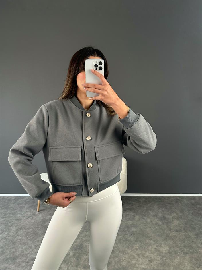 RD Gri Bomber Kaşe Ceket