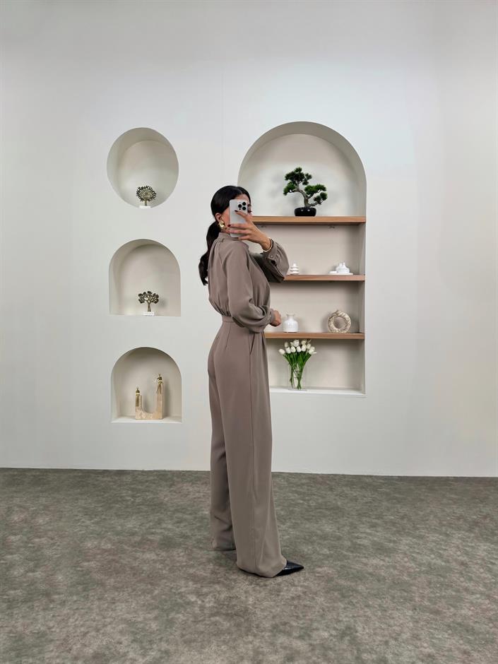 Lola Vizon Krep Kumaş Yarım Balıkçı Yaka Tulum