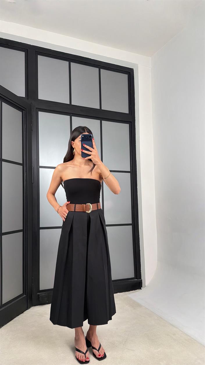Siyah Kemerli Etek Pantolon GAUS-01571