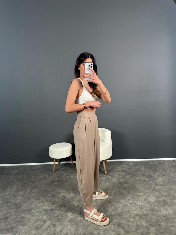 Tanya Açık Vizon Yazlık Modal Kumaş Harem Pantolon