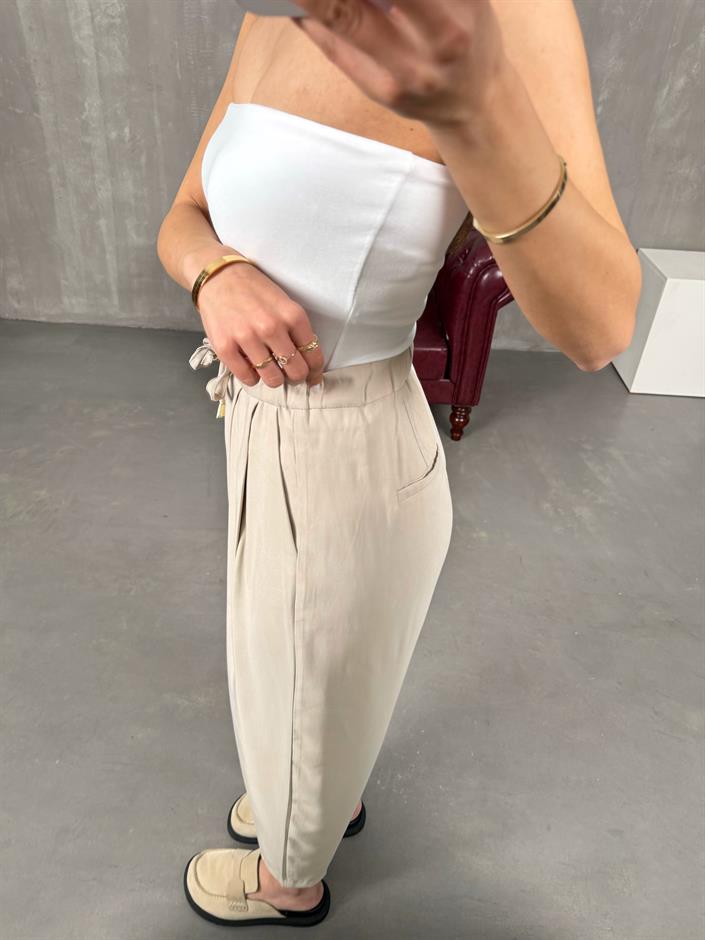 Vetra Taş Önden Bağlama Detaylı Havuç Model Şalvar Pantolon