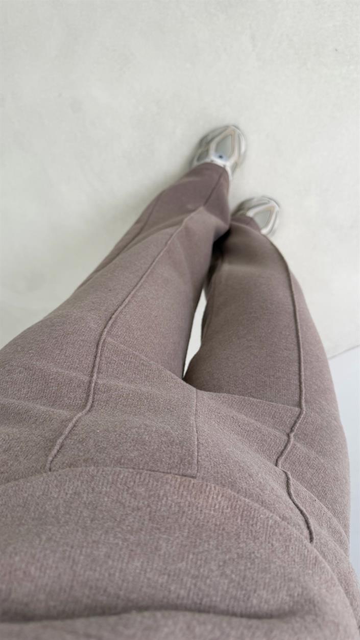 Vizon Fermuarlı Kazak Beli Lastikli Pantolon İkili Selanik Kumaş Takım GAUS-00781