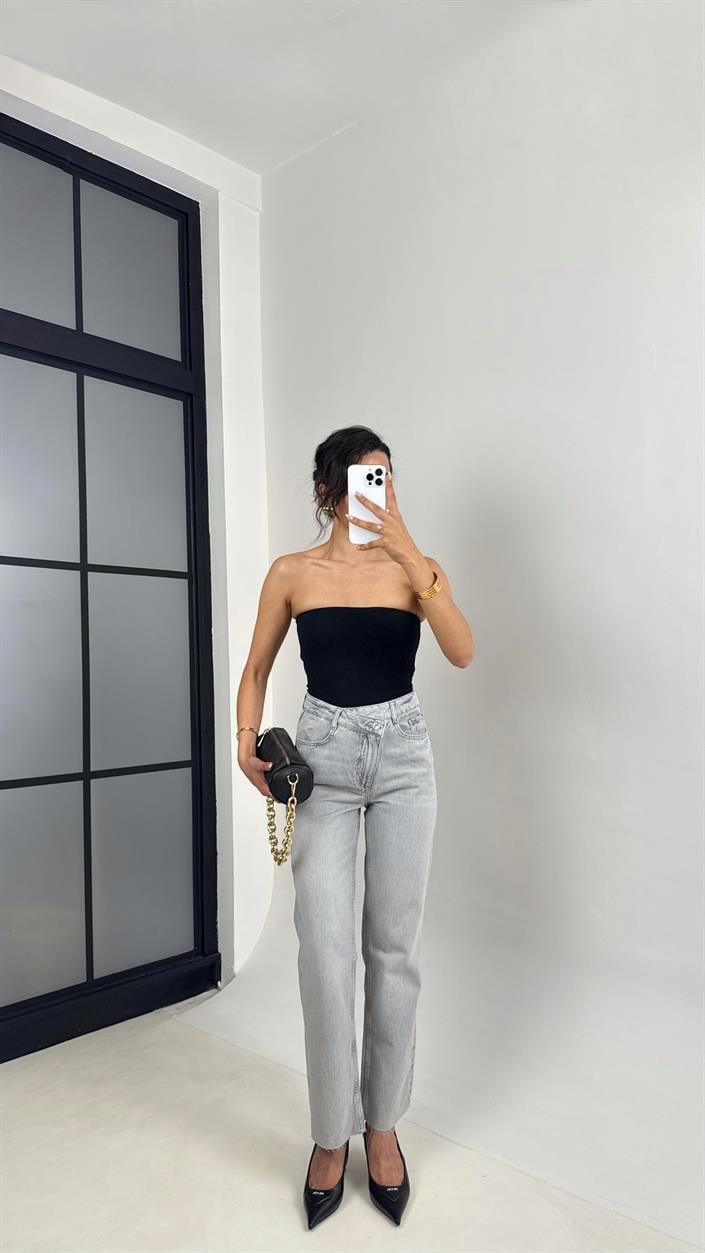 Gri ZR Muadil Kesik Paça Straight Jean Gaus00637