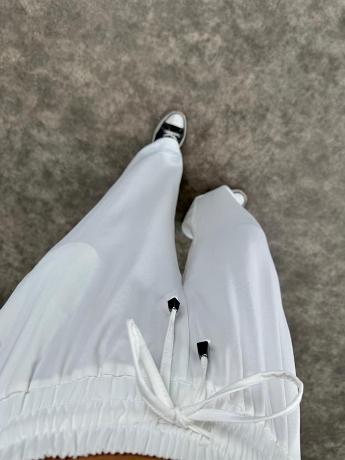Pupa Beyaz Beli Lastikli Ayrobin Pantolon