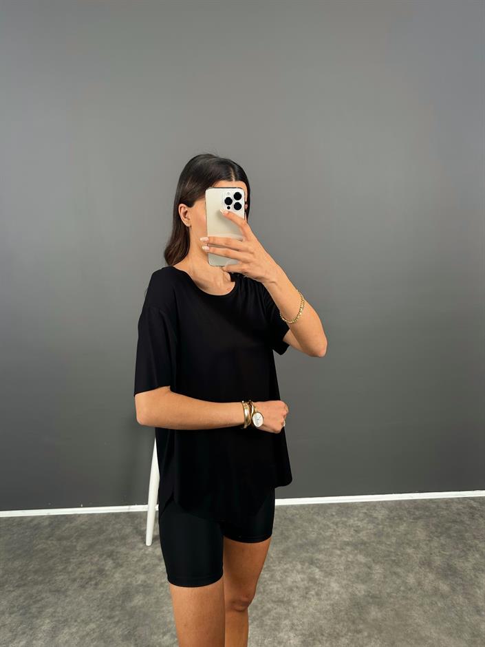 Siyah Salaş Rahat Tshirt