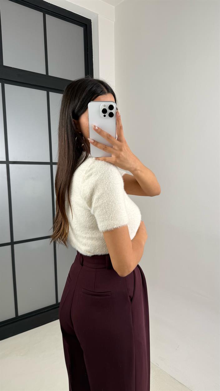 Bordo Cep Detaylı Kumaş Pantolon GAUS-00140