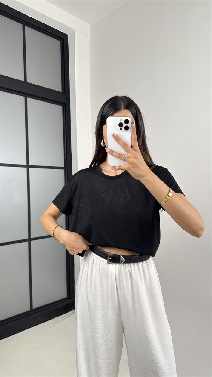 Siyah Bisiklet Yaka MD Muadil Basic Tshirt Gaus00572