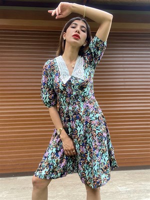 Bebe Yaka Desenli Elbise 