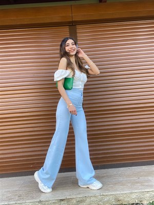 Bebek Mavisi İspanyol Kesim Pantolon