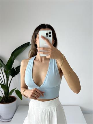 Bebek Mavisi V yaka Bra