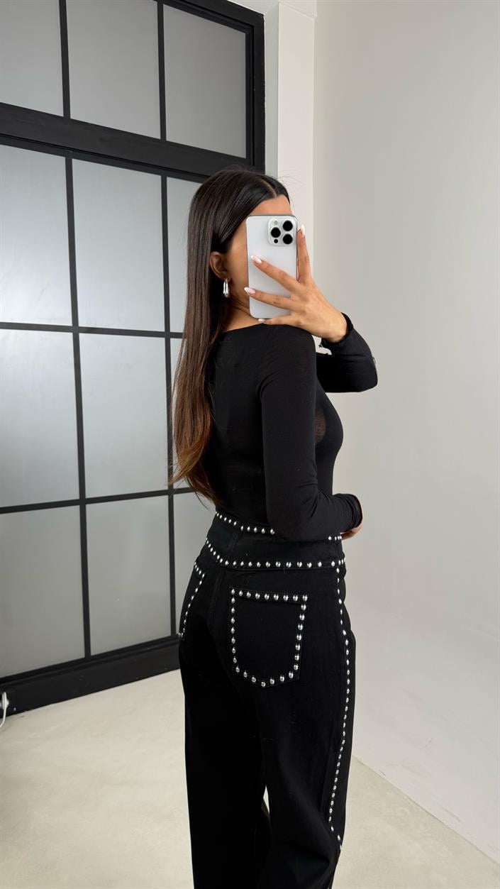 Siyah Zımba Detaylı Jean GAUS-00459