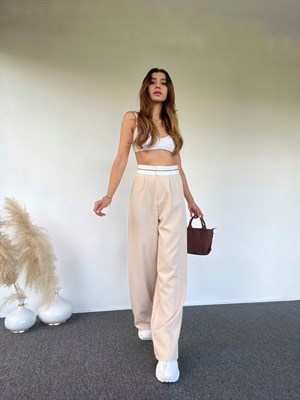 Bej Kemer Detaylı Pantolon