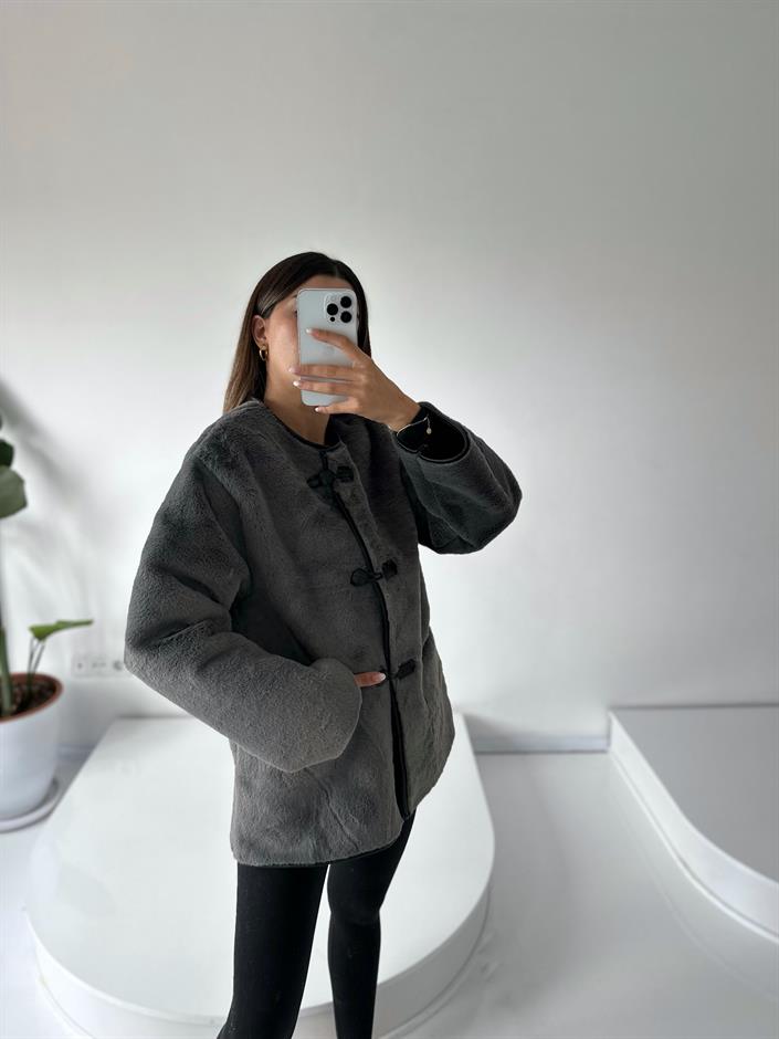 Benito Gri Kürklü Palto