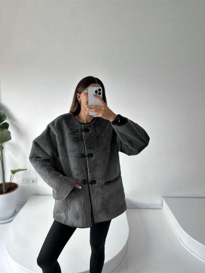 Benito Gri Kürklü Palto