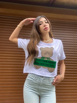 Beyaz Baskılı T-shirt