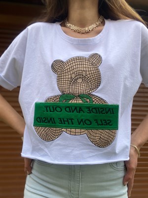 Beyaz Baskılı T-shirt