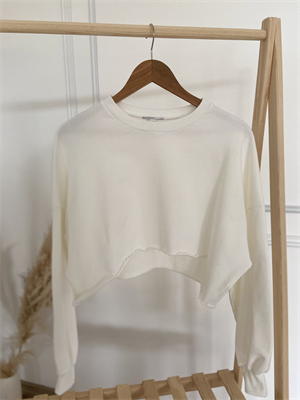 Beyaz Crop Sweat