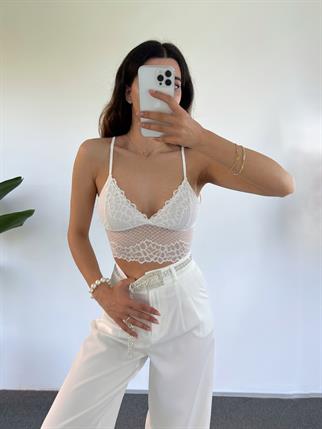 Beyaz Dantel Büstiyer 