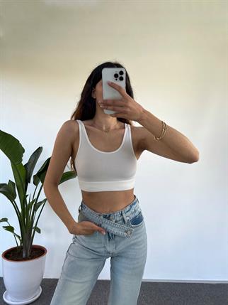 Beyaz Desteksiz Crop