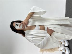 Beyaz Gofre Kimono Takım 