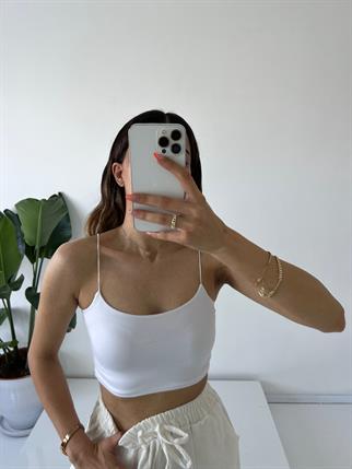 Beyaz İp Askılı Crop