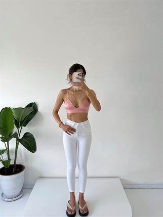 Beyaz Yüksek Bel Skinny Jean 