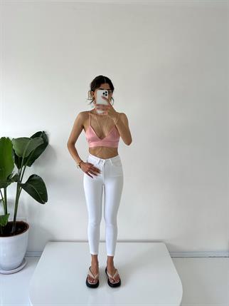 Beyaz Yüksek Bel Skinny Jean 